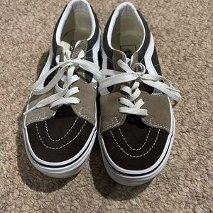 Tan & Black Suede with White Vans Sneakers Size 8 Women/ 6.5 Men